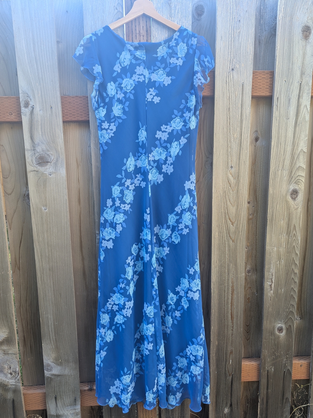 Vintage Y2K jonathan martin Blue Diagonal Floral Maxi Dress - Picture 2 of 4